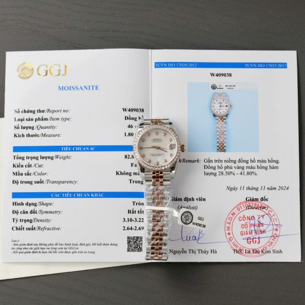 Rolex DateJust Replica 11 Watch Dial Mother Of Pearl Custom Moissanite Diamonds 31mm