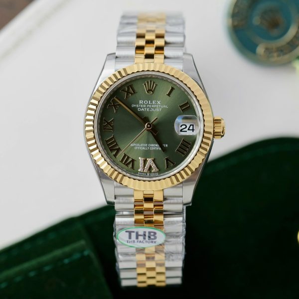 Rolex DateJust Best Replica Watch Green Dial Jubilee Strap THB Factory 31mm