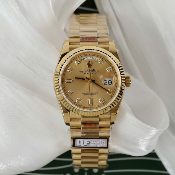 Rolex Day-Date M128238 Copies Watch Yellow Dial Weight 159Gram QF Factory 36mm