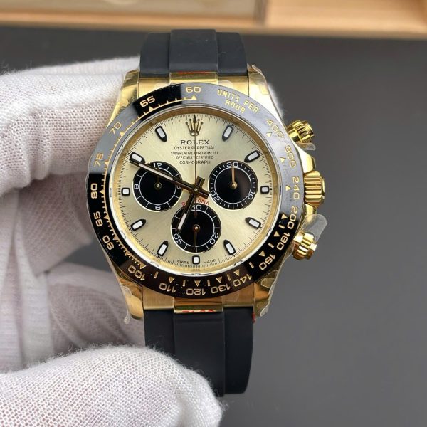 Rolex Daytona 116518 knock Off Watches Champagne Yellow Dial Oysterflex Strap QF Factory 40mm