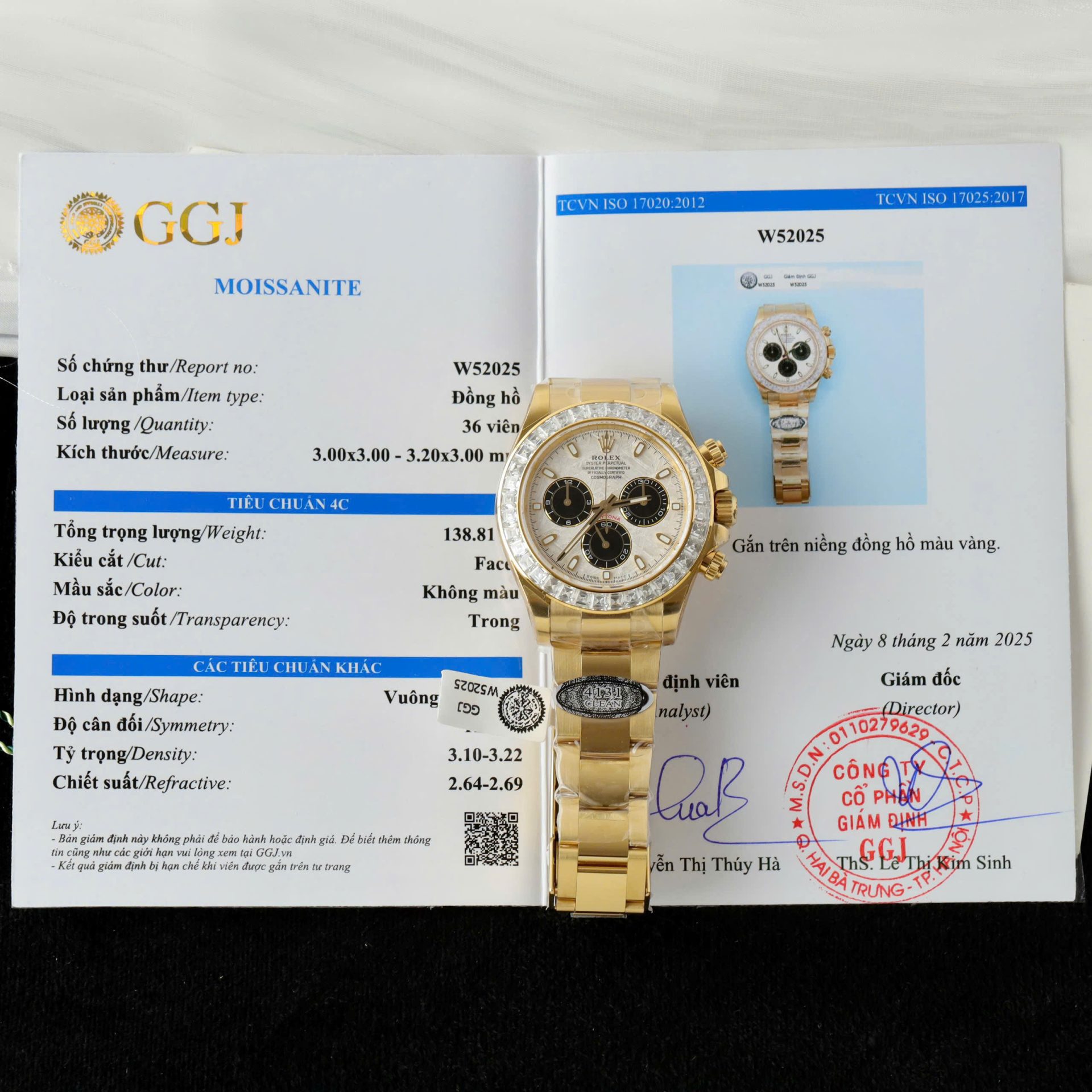 Dong-Ho-Rolex-Daytona-Mat-Thien-Thach-Che-Tac-Boc-Vang-That-Dinh-Kim-Cuong-Nhan-Tao-Baguette-40mm-7.jpg Rolex Daytona Meteorite Dial Copies Watch Gold Wrapped + Moisanite Baguette 40mm - Image 1