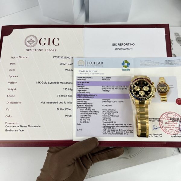 Rolex Best Replica Watch Daytona Rainbow Gold Wrapped And Moissanite Diamond Custom 40mm