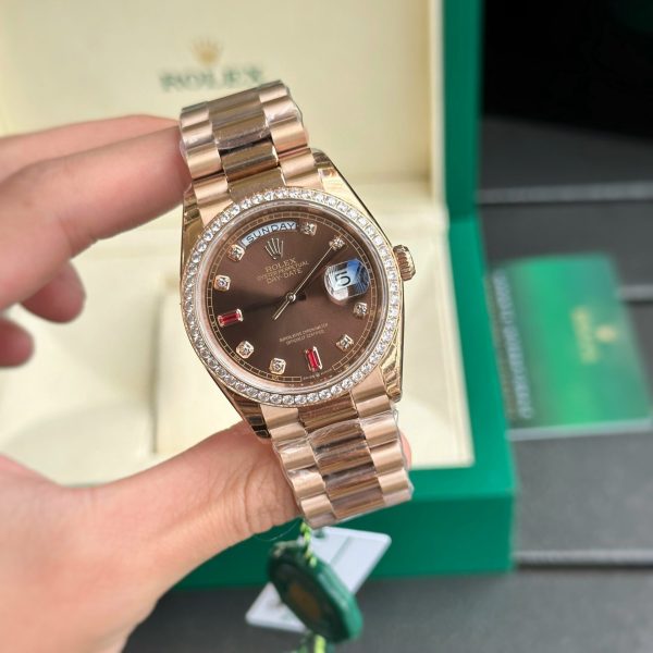Rolex Fake Watch Day-Date Dial Chocolate President Dial EW Factory 36mm