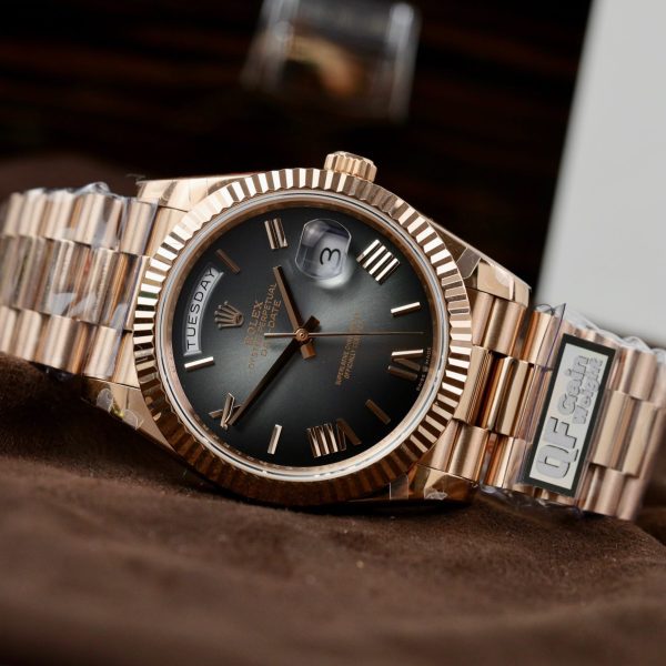 Rolex Clone Watch Day-Date Dial Gray Ombre 185 Grams QF Factory 40mm