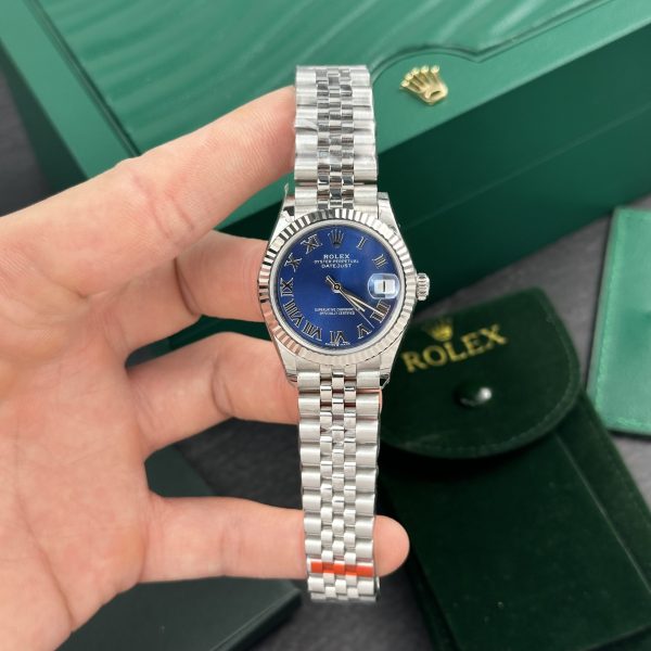 Rolex Fake Watch DateJust Roman Numeral Pile Blue Dial EW Factory 31mm