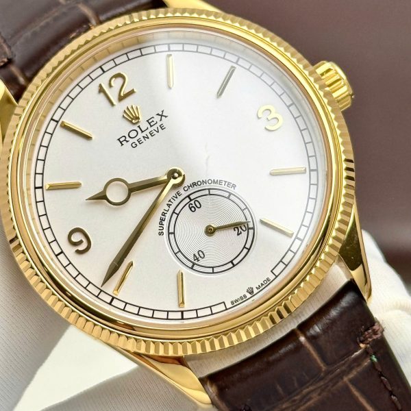 Rolex Perpetual 1908 Yellow Clone 11 Watch White Dial 39mm