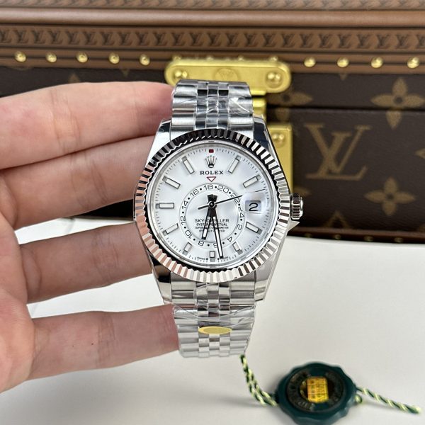 Rolex Fake Watch Sky Dweller 326934 Dial White Strap Jubilee 42mm