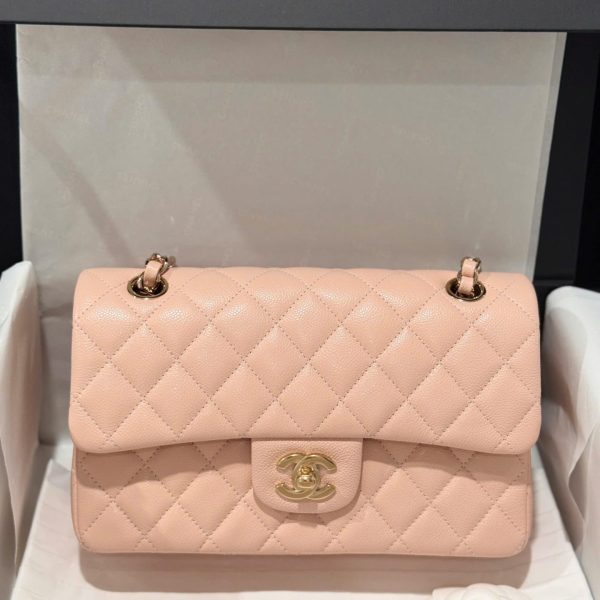 Chanel Classic Replica Handbag 1:1 Light Pink Rose Gold Lock 23cm