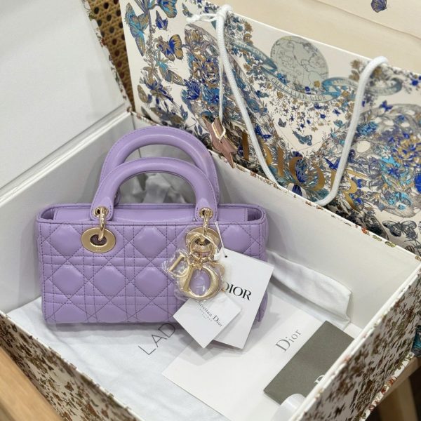 Dior D-Joy Lady Replica 11 Women-s Handbag Purple Gold Lock 22cm