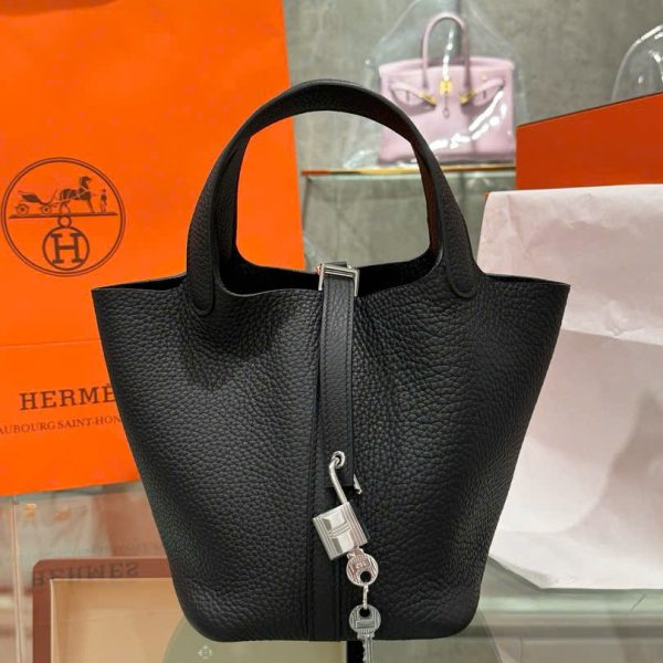 Hermes Picotin Like Auth Women-s Handbag Black 18cm