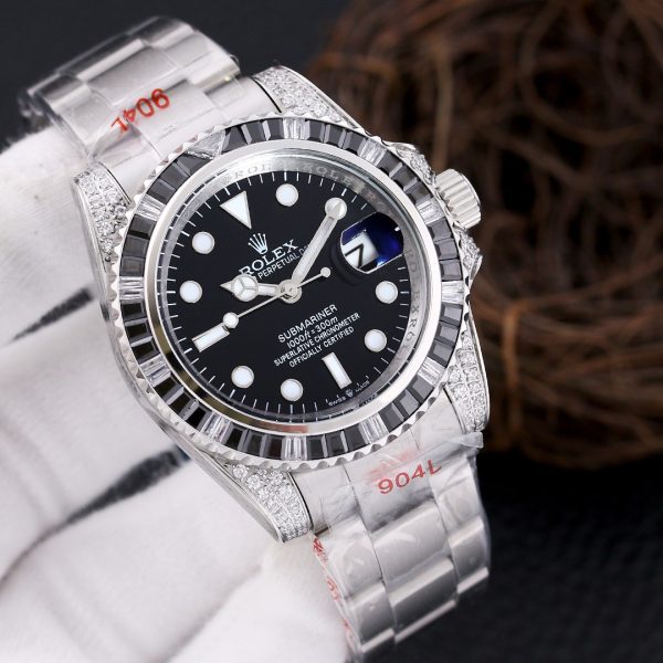 Rolex Submariner 18K White Gold Diamond Dive Watch