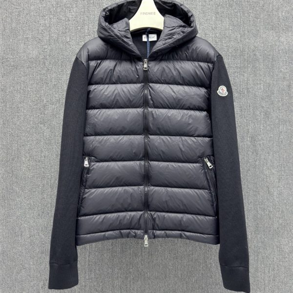 MONCLER 2025FW Wool-Panel Longue Saison Down Hoodie