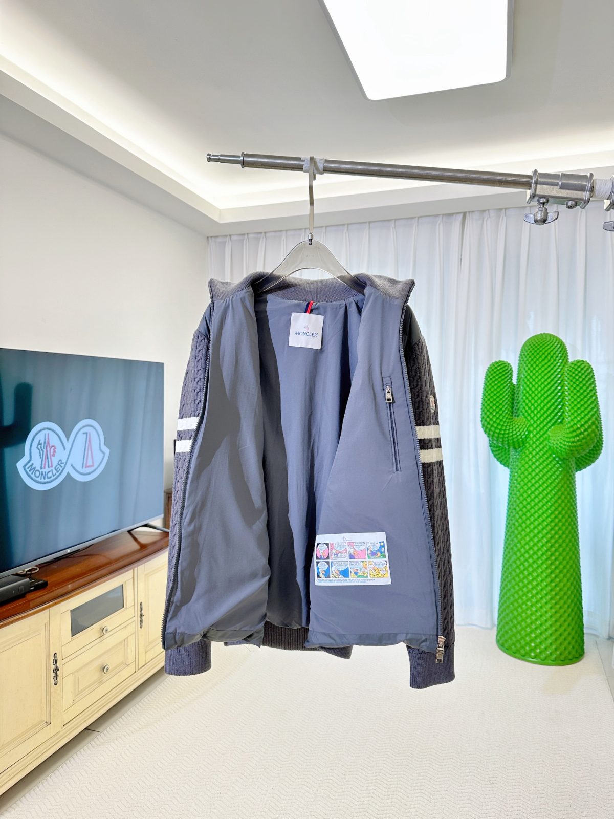 Moncler Down-Front Wool and Cashmere Zip Cardigan - Image 5