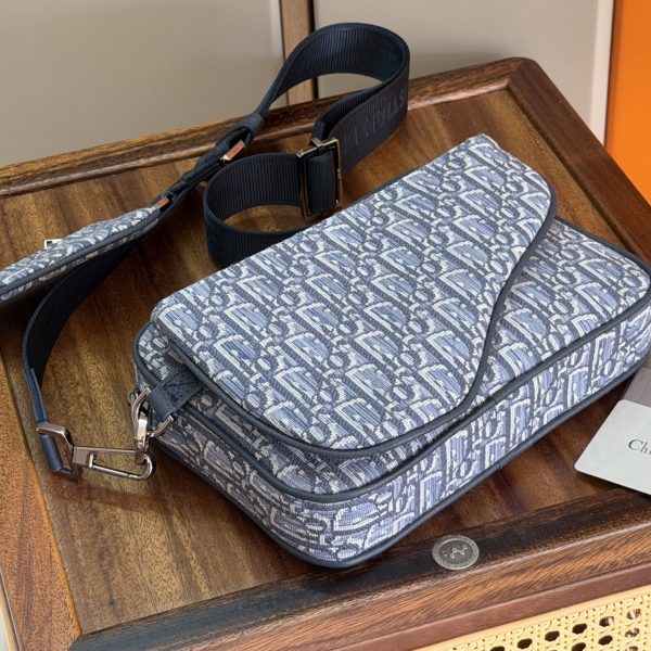 Dior Saddle 3-in-1 Pouch Set (Light Blue Oblique Jacquard)