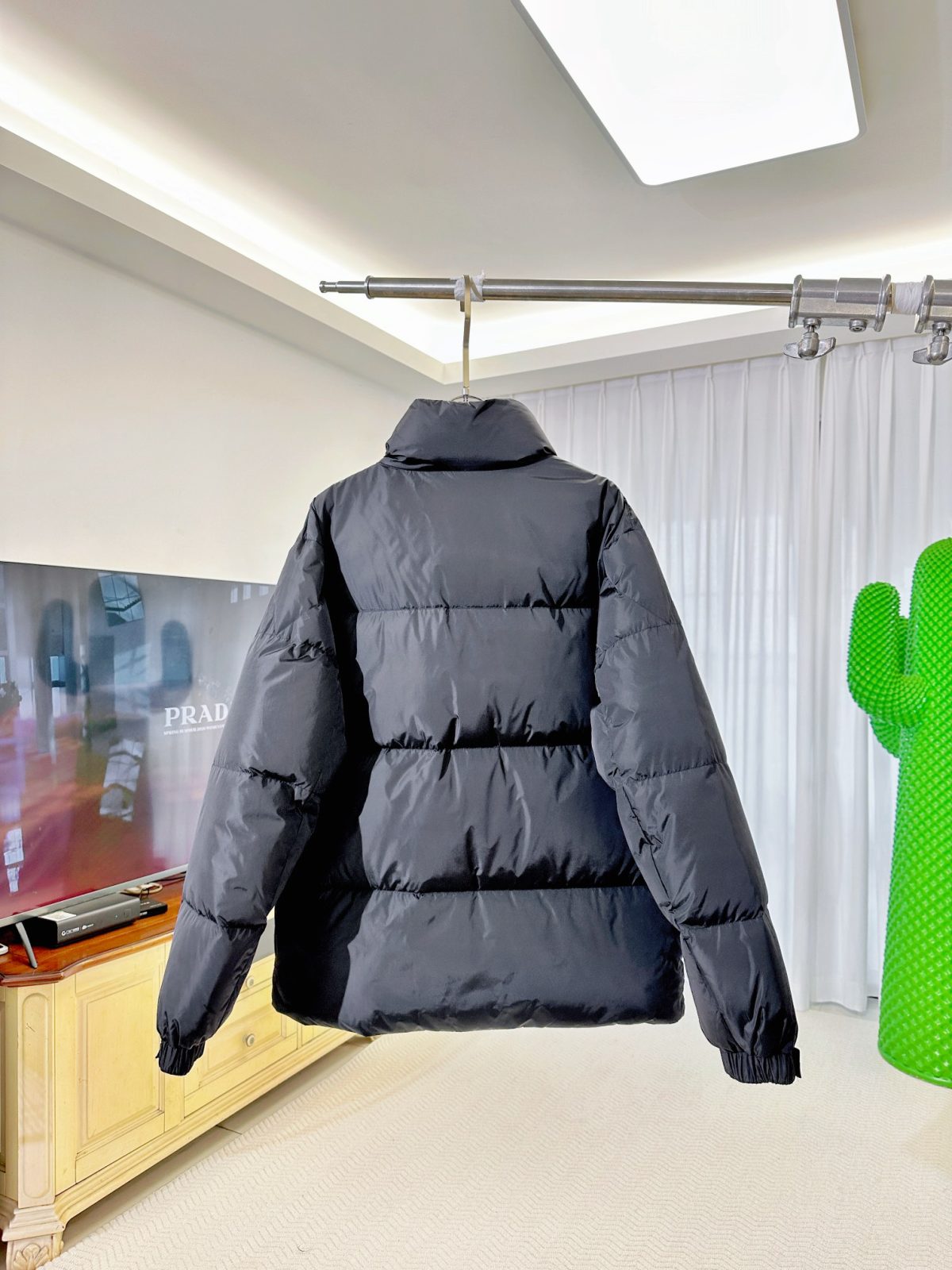 Prada Re-Nylon Down Jacket with Leather Trim - Image 8