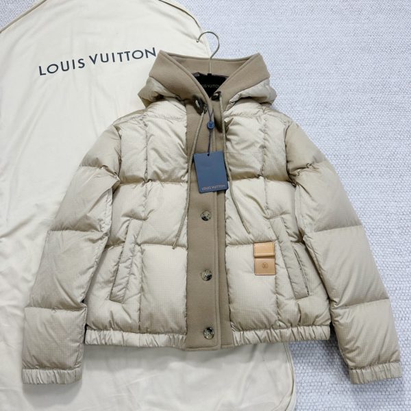 Louis Vuitton Monogram Panel Hooded Down Jacket