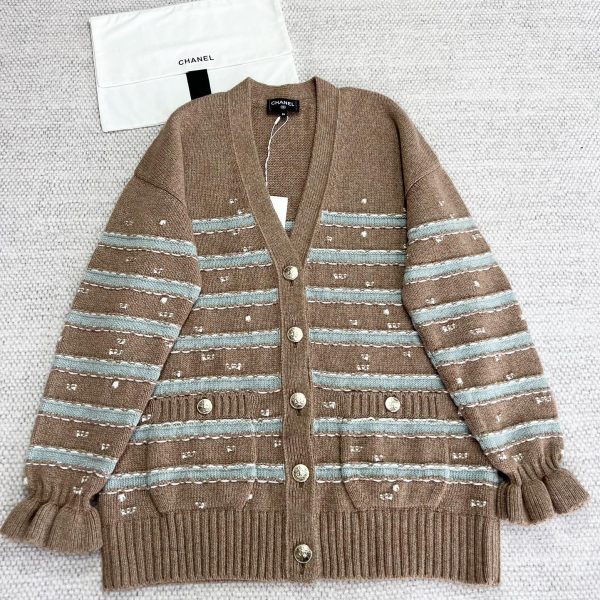 Chanel 2025 Resort Collection Two-Tone Cashmere Cardigan