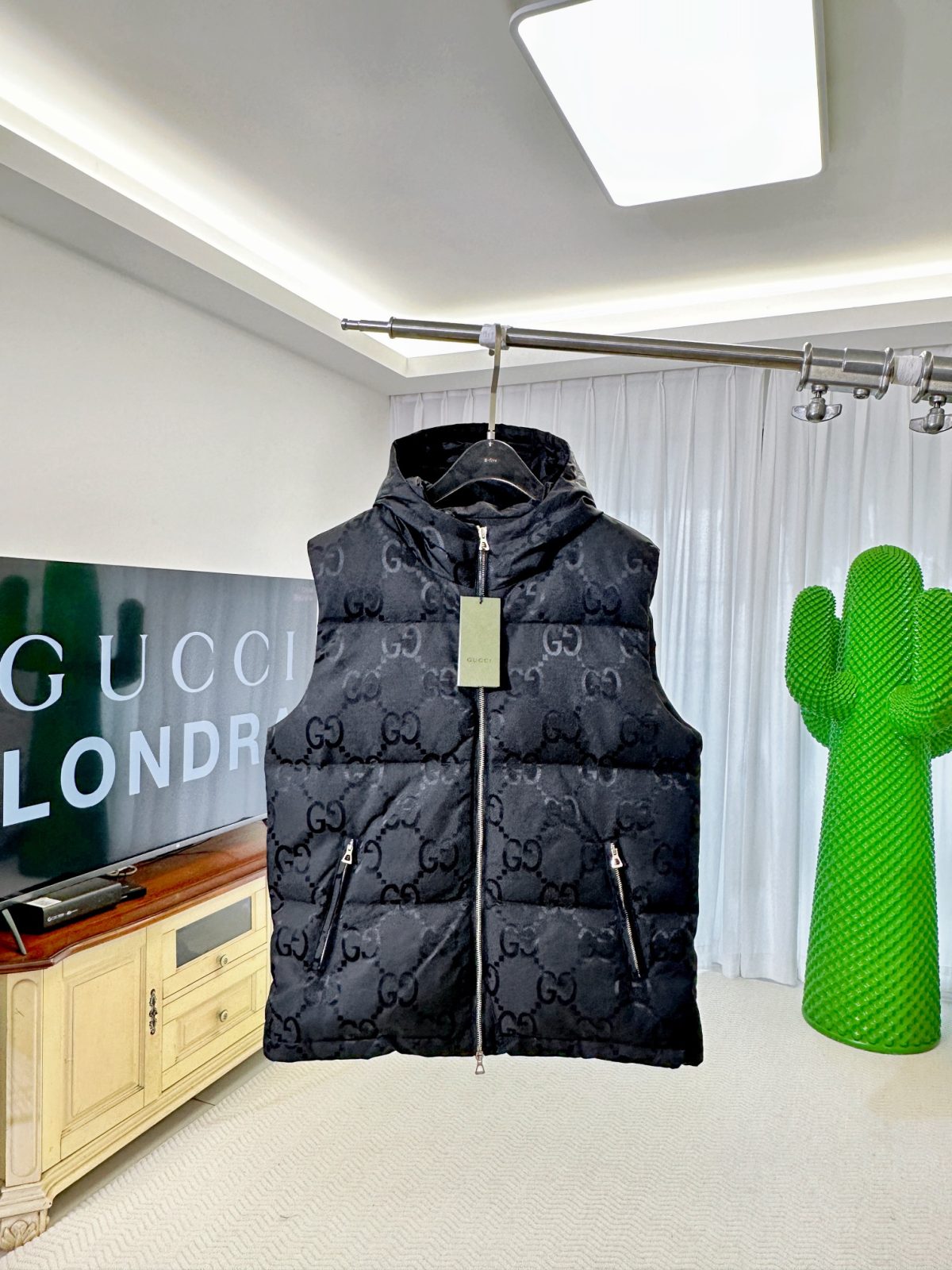 Gucci GG Monogram Padded Hooded Gilet - Image 1